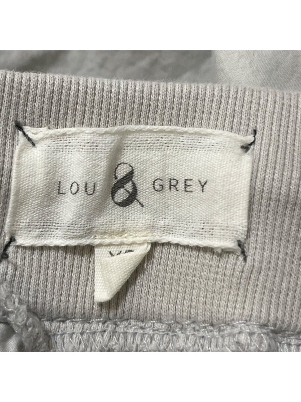 Lou & Grey Light Khaki Pant Size XS Elastic Waist Drawstring Cream Cotton - Picture 4 of 6